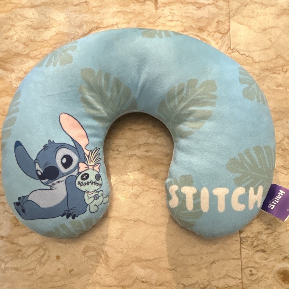 Disney Stitch Neck Travel Pillow U-Shaped Standard Foam, Blue